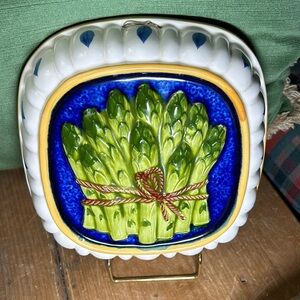 VTG Ceramic Embossed Japanese hand painted Asparagus Mold Decor